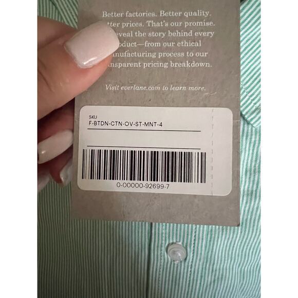 NWT Everlane Women's The Cotton Oversized Button Down Shirt Long Sleeve Mint 4 - Picture 11 of 11